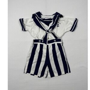 Nautical Vintage Jack Tar Sailor Suit Set Toddler 3 Navy White